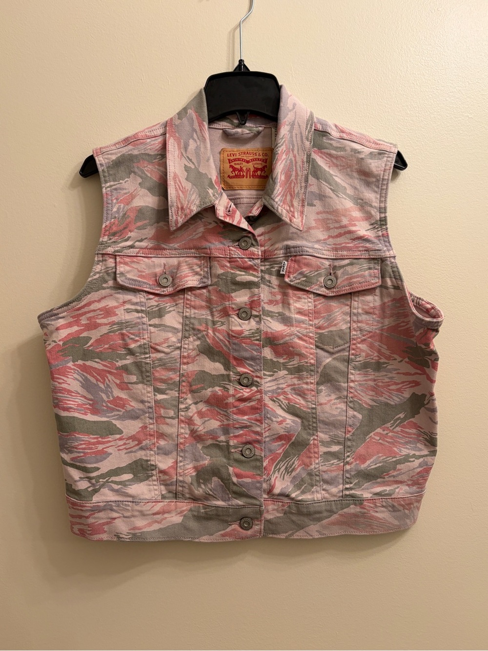 Levi's | Pink , Gray, and Green Camouflage Denim Vest